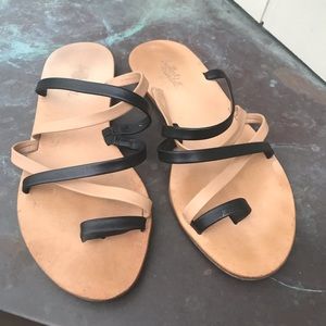Loeffler Randall Sarie Black Tan Leather Sandals